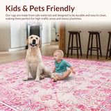 Ultra Soft Area Rug, Non Slip, Stain Resistant, Washable Area Rugs for Living Room, Bedroom, Meditation Rug, Pink Ribbon Retreat(Pink)