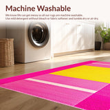 Ultra Soft Area Rug, Non Slip, Stain Resistant, Washable Area Rugs for Living Room, Bedroom, Charming Bright Colorful Pattern(Pink)