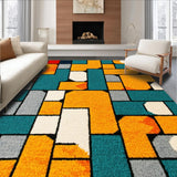 Ultra Soft Area Rug, Non Slip, Stain Resistant, Washable Area Rugs for Living Room, Bedroom, Modern Navy and Pink Bedroom Yoga Rug(Orange)