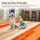 Ultra Soft Area Rug, Non Slip, Stain Resistant, Washable Area Rugs for Living Room, Bedroom, Stylish Warm Tones Trellis Design(Orange)