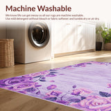 Ultra Soft Area Rug, Non Slip, Stain Resistant, Washable Area Rugs for Living Room, Bedroom, Soft Purple Rose Inspired Look(Purple)