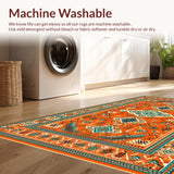 Ultra Soft Area Rug, Non Slip, Stain Resistant, Washable Area Rugs for Living Room, Bedroom, Inviting Minimalist Floral Fusion(Orange)