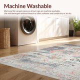 Ultra Soft Area Rug, Non Slip, Stain Resistant, Washable Area Rugs for Living Room, Bedroom, Charming Coastal Ogee Design(Gray)