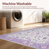 Ultra Soft Area Rug, Non Slip, Stain Resistant, Washable Area Rugs for Living Room, Bedroom, Chic Geometric Lavender Accents(Ivory)