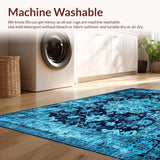 Ultra Soft Area Rug, Non Slip, Stain Resistant, Washable Area Rugs for Living Room, Bedroom, Rustic Blue Toned Abstract Motif(Blue)