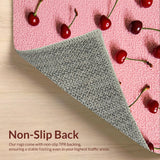 Ultra Soft Area Rug, Non Slip, Stain Resistant, Washable Area Rugs for Living Room, Bedroom, Cherry Fruit Fluffy Shower Mat for Bathtub(Pink)