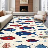 Ultra Soft Area Rug, Non Slip, Stain Resistant, Washable Area Rugs for Living Room, Bedroom, Luxurious Blue Tones Nautical Design(Blue)