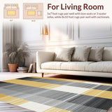 Ultra Soft Area Rug, Non Slip, Stain Resistant, Washable Area Rugs for Living Room, Bedroom, Vibrant Bold Contemporary Stripes(Gold)