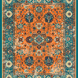 Ultra Soft Area Rug, Non Slip, Stain Resistant, Washable Area Rugs for Living Room, Bedroom, Artful Distressed Lattice Style(Orange)