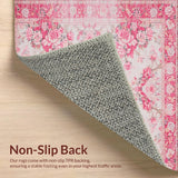 Ultra Soft Area Rug, Non Slip, Stain Resistant, Washable Area Rugs for Living Room, Bedroom, Chic Pastel Floral Elegance(Pink)