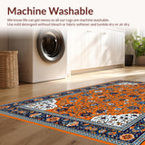 Ultra Soft Area Rug, Non Slip, Stain Resistant, Washable Area Rugs for Living Room, Bedroom, Lively Multi-Color Abstract Motif(Orange)