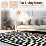 Ultra Soft Area Rug, Non Slip, Stain Resistant, Washable Area Rugs for Living Room, Bedroom, Unique Modernist Pattern Play(Black)