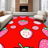 Ultra Soft Area Rug, Non Slip, Stain Resistant, Washable Area Rugs for Living Room, Bedroom, Eclectic Colorful Fruit Fusion(Red)
