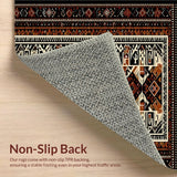 Ultra Soft Area Rug, Non Slip, Stain Resistant, Washable Area Rugs for Living Room, Bedroom, Vibrant Earth Tones with Tribal Motifs(Brown)