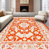 Ultra Soft Area Rug, Non Slip, Stain Resistant, Washable Area Rugs for Living Room, Bedroom, Elegant Textured Diamond Composition(Orange)