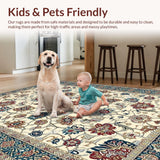 Ultra Soft Area Rug, Non Slip, Stain Resistant, Washable Area Rugs for Living Room, Bedroom, Vibrant Pastel Botanical Design(Beige)