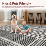 Ultra Soft Area Rug, Non Slip, Stain Resistant, Washable Area Rugs for Living Room, Bedroom, Striped Pattern Area Rug(Black)