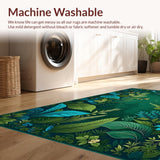 Ultra Soft Area Rug, Non Slip, Stain Resistant, Washable Area Rugs for Living Room, Bedroom, Elegant Minimalist Insect Pattern(Green)