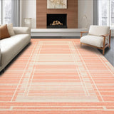 Ultra Soft Area Rug, Non Slip, Stain Resistant, Washable Area Rugs for Living Room, Bedroom, Minimalist Peach Trellis Accent Style(Orange)