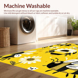 Ultra Soft Area Rug, Non Slip, Stain Resistant, Washable Area Rugs for Living Room, Bedroom, Lively Floral Circle Visual Appeal(Yellow)