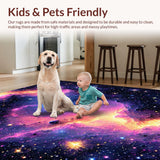 Ultra Soft Area Rug, Non Slip, Stain Resistant, Washable Area Rugs for Living Room, Bedroom, Planet Earth Kids Playroom Space-Themed Carpet(Purple)