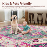 Ultra Soft Area Rug, Non Slip, Stain Resistant, Washable Area Rugs for Living Room, Bedroom, Rustic Vintage Floral Ethnic Appeal(Green)