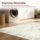 Ultra Soft Area Rug, Non Slip, Stain Resistant, Washable Area Rugs for Living Room, Bedroom, Neutral Taupe Tribal Diamond Area With Subtle Textured(Beige)