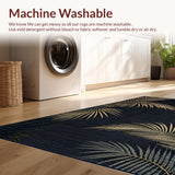 Ultra Soft Area Rug, Non Slip, Stain Resistant, Washable Area Rugs for Living Room, Bedroom, Elegant High-Low Detailed Motif(Black)