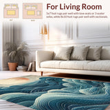 Ultra Soft Area Rug, Non Slip, Stain Resistant, Washable Area Rugs for Living Room, Bedroom, Coastal Sea Monster Tentacle Carpet(Blue)