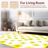 Ultra Soft Area Rug, Non Slip, Stain Resistant, Washable Area Rugs for Living Room, Bedroom, Charming Floral Yellow Accents(Yellow)