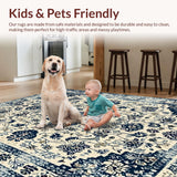 Ultra Soft Area Rug, Non Slip, Stain Resistant, Washable Area Rugs for Living Room, Bedroom, Luxe Abstract Floral Arrangement(Beige)