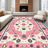 Ultra Soft Area Rug, Non Slip, Stain Resistant, Washable Area Rugs for Living Room, Bedroom, Boho Distressed Pink Beige Living Room Rug(Pink)