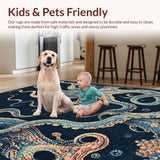 Ultra Soft Area Rug, Non Slip, Stain Resistant, Washable Area Rugs for Living Room, Bedroom, Nautical Octopus Tentacle with 3D Oceanic Illusion and Marine Life(Blue)