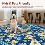 Ultra Soft Area Rug, Non Slip, Stain Resistant, Washable Area Rugs for Living Room, Bedroom, Boho Vintage Blue Living Room Non Slip Rug(Blue)