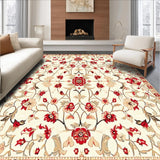 Ultra Soft Area Rug, Non Slip, Stain Resistant, Washable Area Rugs for Living Room, Bedroom, Boho Chic Floral Area Non Slip Kid Safe Low Pile(Beige)