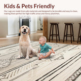 Ultra Soft Area Rug, Non Slip, Stain Resistant, Washable Area Rugs for Living Room, Bedroom, Sophisticated Cozy Chevron Design(Beige)