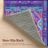 Ultra Soft Area Rug, Non Slip, Stain Resistant, Washable Area Rugs for Living Room, Bedroom, Bright Eclectic Round Tapestry(Purple)