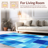Ultra Soft Area Rug, Non Slip, Stain Resistant, Washable Area Rugs for Living Room, Bedroom, Lively Multicolored Design Motif(Blue)