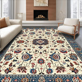 Ultra Soft Area Rug, Non Slip, Stain Resistant, Washable Area Rugs for Living Room, Bedroom, Chic Earthy Floral Motif(Beige)