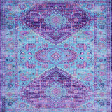 Ultra Soft Area Rug, Non Slip, Stain Resistant, Washable Area Rugs for Living Room, Bedroom, Elegant Violet Tiled Pattern(Blue)