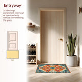 Ultra Soft Area Rug, Non Slip, Stain Resistant, Washable Area Rugs for Living Room, Bedroom, Earthy Toned Diamond Design(Orange)