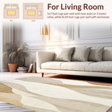 Absorbent Wave Lines Area Pair Non Slip Contemporary Runner(Beige)