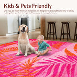 Ultra Soft Area Rug, Non Slip, Stain Resistant, Washable Area Rugs for Living Room, Bedroom, Whimsical Pink Jungle Aesthetic(Pink)