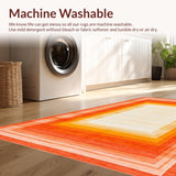 Ultra Soft Area Rug, Non Slip, Stain Resistant, Washable Area Rugs for Living Room, Bedroom, Bright Eclectic Diamond Composition(Orange)