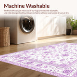 Ultra Soft Area Rug, Non Slip, Stain Resistant, Washable Area Rugs for Living Room, Bedroom, Eclectic White Blossom Artistry(White)