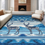Ultra Soft Area Rug, Non Slip, Stain Resistant, Washable Area Rugs for Living Room, Bedroom, Cozy Earthy Animal Silhouette(Blue)