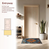 Ultra Soft Area Rug, Non Slip, Stain Resistant, Washable Area Rugs for Living Room, Bedroom, Classic Earthy Medallion Elegance(Orange)