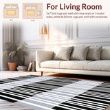 Ultra Soft Area Rug, Non Slip, Stain Resistant, Washable Area Rugs for Living Room, Bedroom, Chic Monochrome Stripe Carpet for Stylish Indoor Spaces(Black)