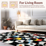 Ultra Soft Area Rug, Non Slip, Stain Resistant, Washable Area Rugs for Living Room, Bedroom, Monochrome Music Motif Decor(Black)