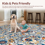 Ultra Soft Area Rug, Non Slip, Stain Resistant, Washable Area Rugs for Living Room, Bedroom, Contemporary Tiled Pattern with Flair(Gray)